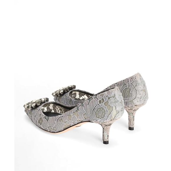 Dolce & Gabbana Bellucci 60 Pumps in Taormina Lace Crystals Grey 34 - Picture 6 of 14